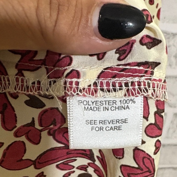 Papaya Red and Cream High Low Dress, cream, white, black hearts, ruffle size S - Picture 10 of 11